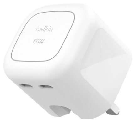 Belkin 50W Dual USB-C GaN Wall Charger - White