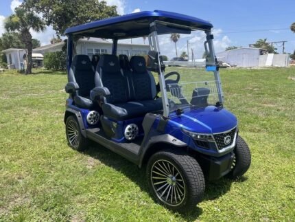 2025 Evolution D-Max GT4 Portimao Blue | 4-Seater with 24-Speaker Sound - Golf Carts Nation | Street-Legal LSV & Custom Carts