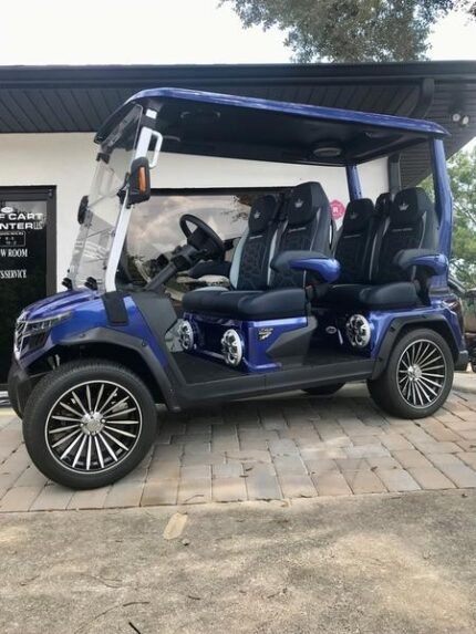 2025 Evolution D-Max GT4 Portimao Blue | 4-Seater with 24-Speaker Sound - Golf Carts Nation | Street-Legal LSV & Custom Carts