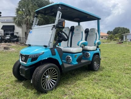 2025 Evolution D-Max GT4 Sky Blue | 4-Seater with 24-Speaker Sound - Golf Carts Nation | Street-Legal LSV & Custom Carts