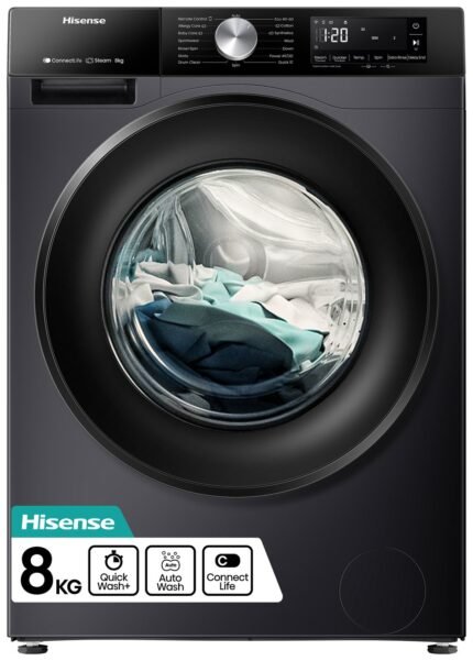 Hisense 3S Series WF3S8043BB3 WiFi 8kg Washing Machine-Black