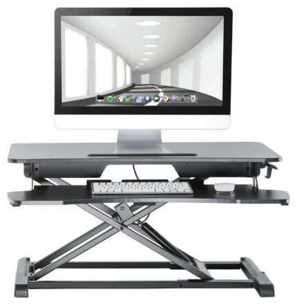 ProperAV Two-Tier Stand Up Desk Workstation - Black
