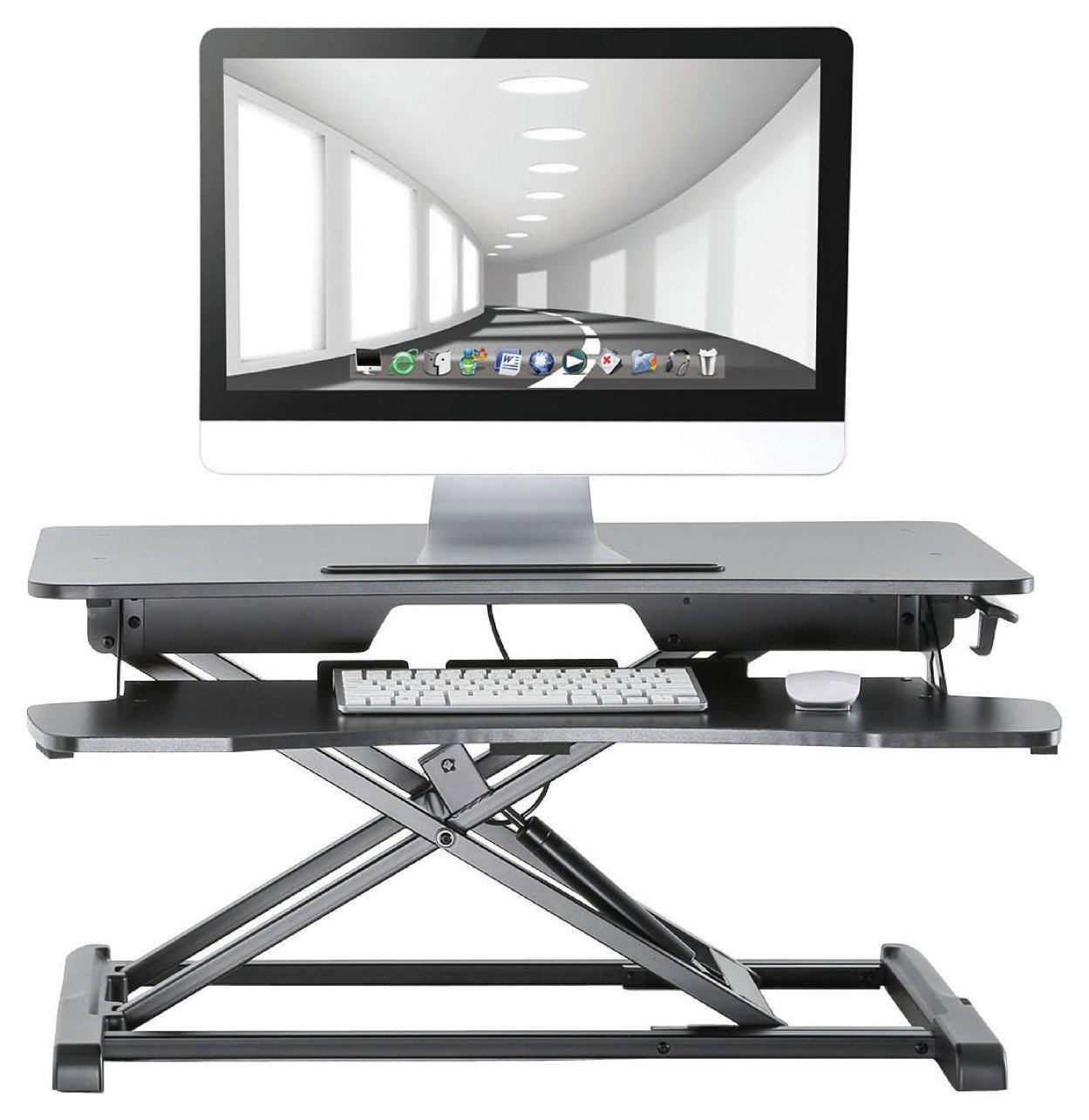 ProperAV Two-Tier Stand Up Desk Workstation - Black