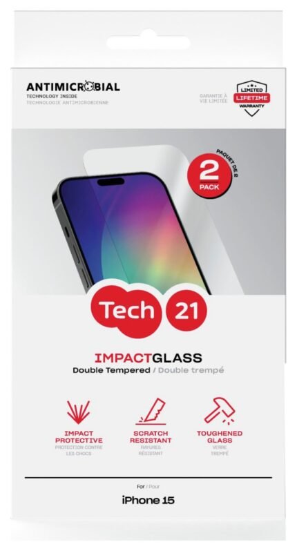 Tech21 iPhone 13/14/15/16e/17e Screen Protector - Pack of 2